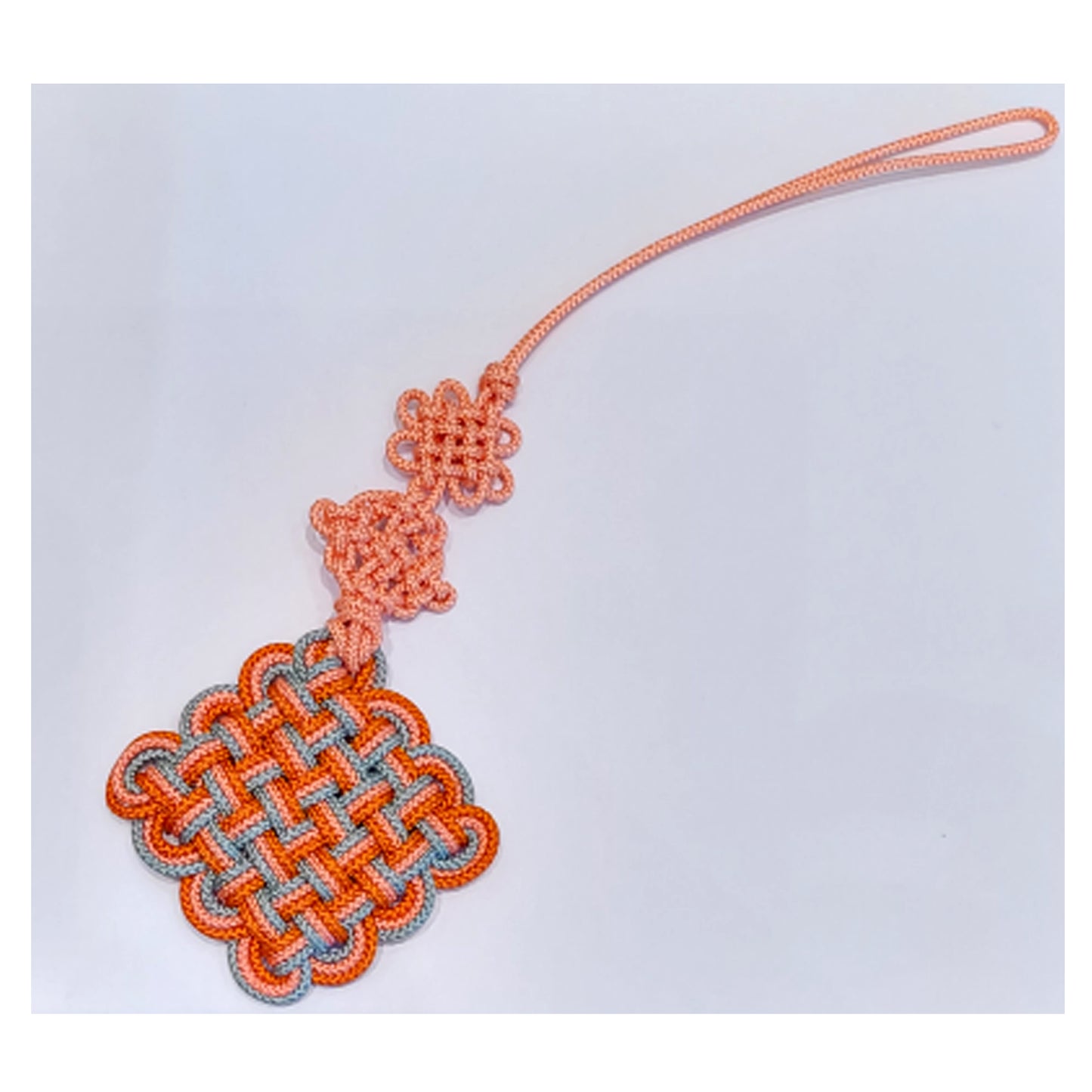 Handmade Keyring, Charm, Ornament, Korean Traditional Knot, Orange Color