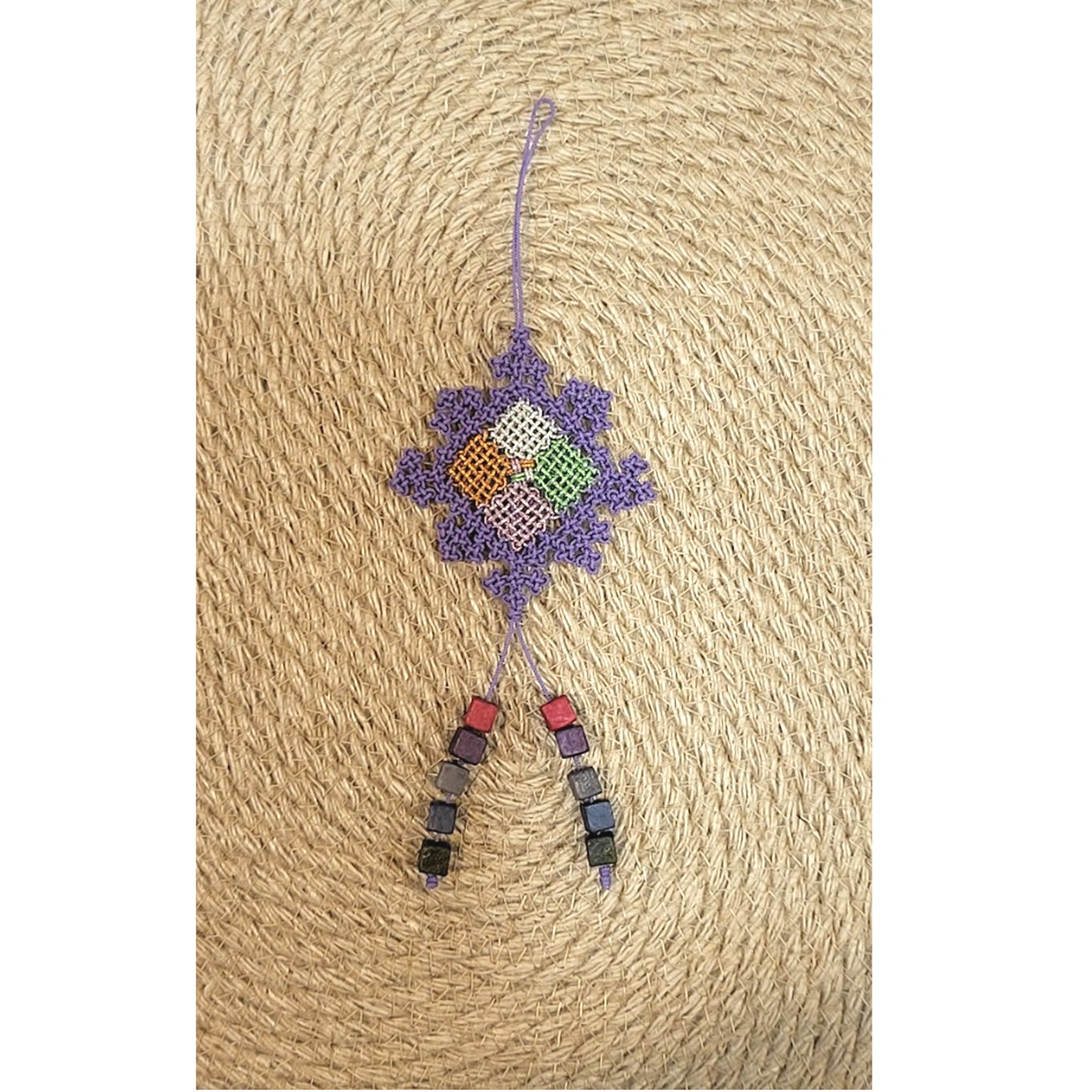 Unique Design, Handmade Ornament, Tapestry, Korean Traditional Knot(Maedeup), Norigae, Violet Color