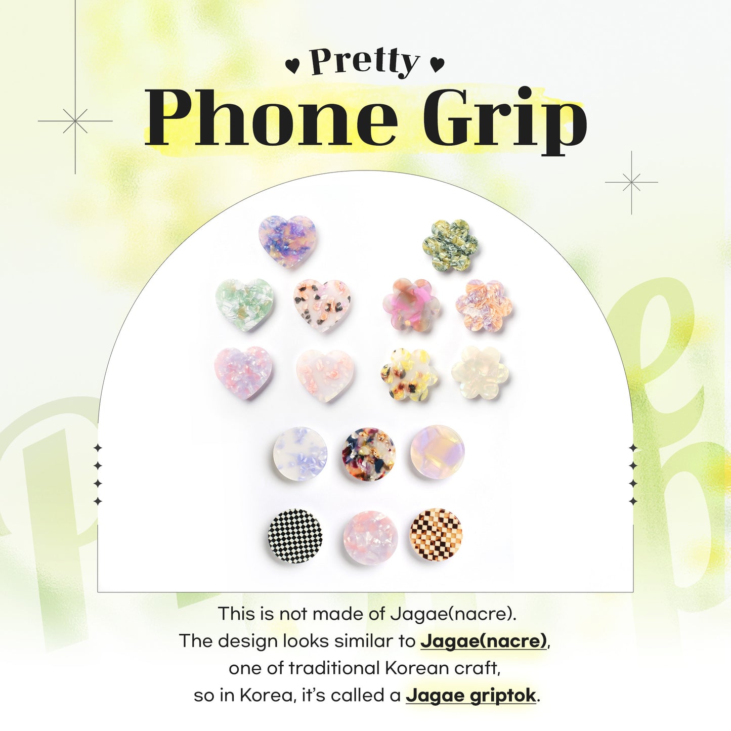 Pretty Phone Grip, Magsafe Phone hand holder including Adapter Ring with sticker.  Expanding Stand and Grip for Smartphones and Tablets, Flower shape