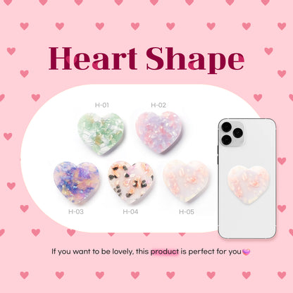 Pretty Phone Grip, Magsafe Phone hand holder including Adapter Ring with sticker.  Expanding Stand and Grip for Smartphones and Tablets, Heart shape