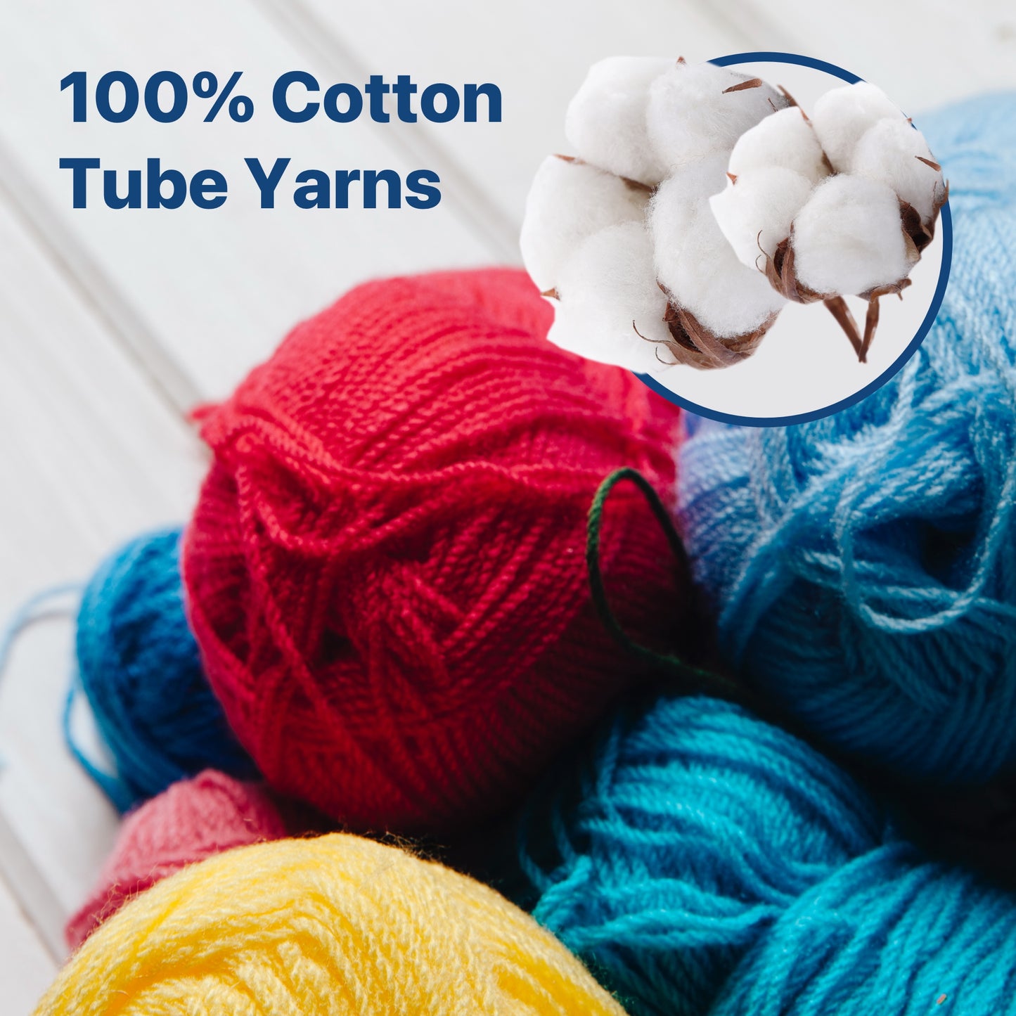 100% cotton tube yarns, tubular yarns, I cord yarns