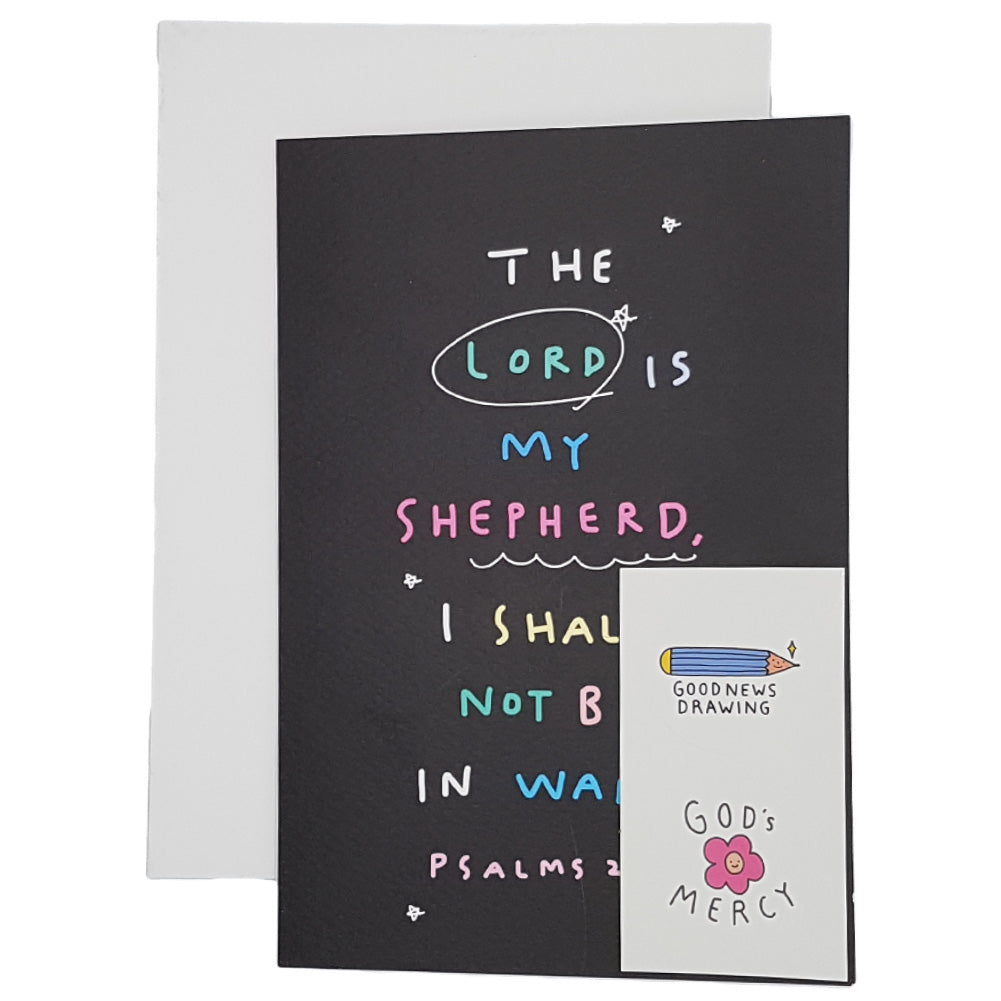 greeting card, with one envelope and two stickers. The Lord is my Sheperd.