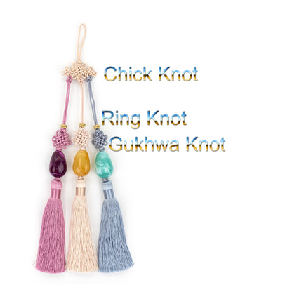 3Colored NORIGAE, Home Decoration, Handmade Ornament, Korean Traditional Knot(Maedeup), Oval Beads