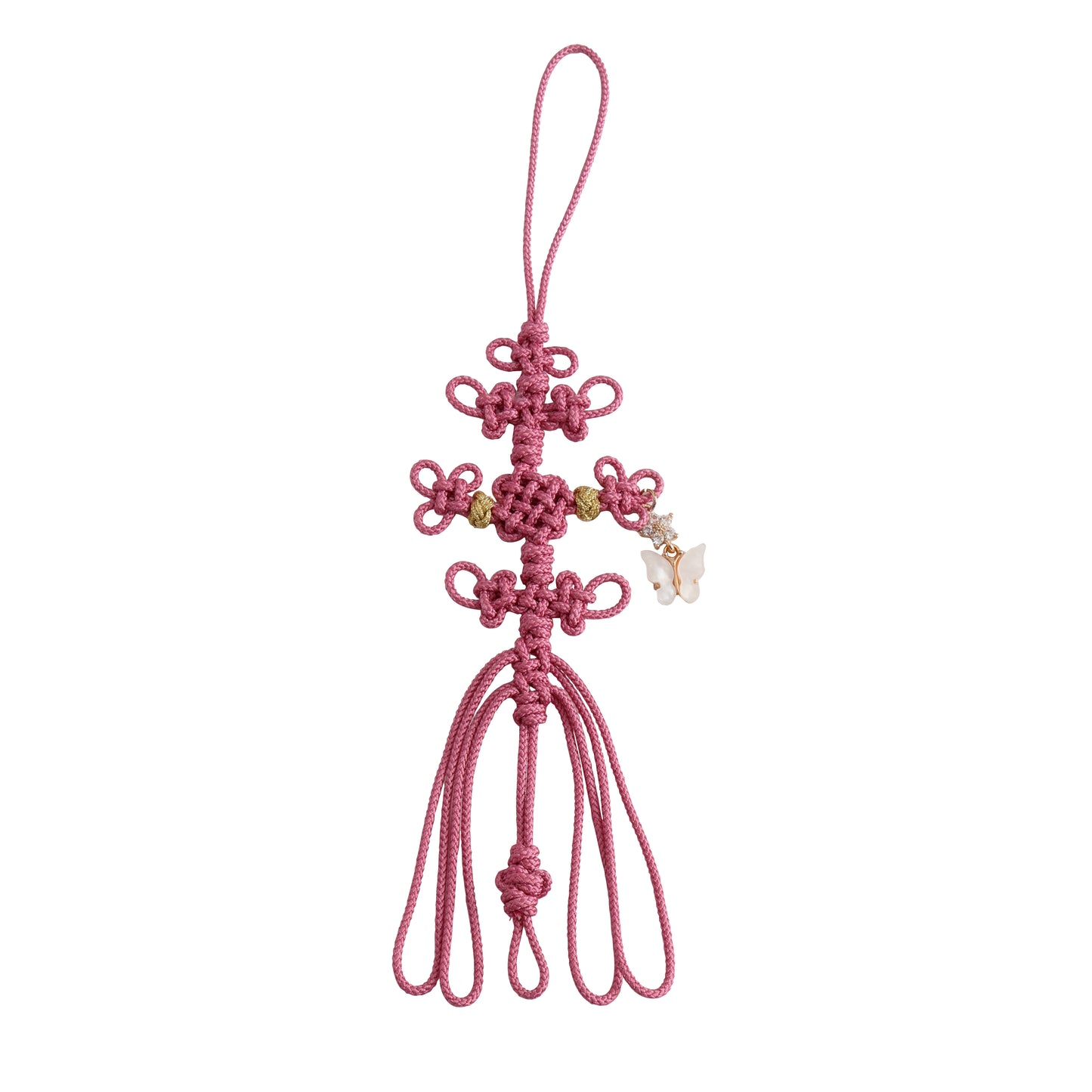 Small Bag Accessory, Multiple use, Korean Traditional Knot, Home Decoration with Flowers and Butterfly Beads (Small)