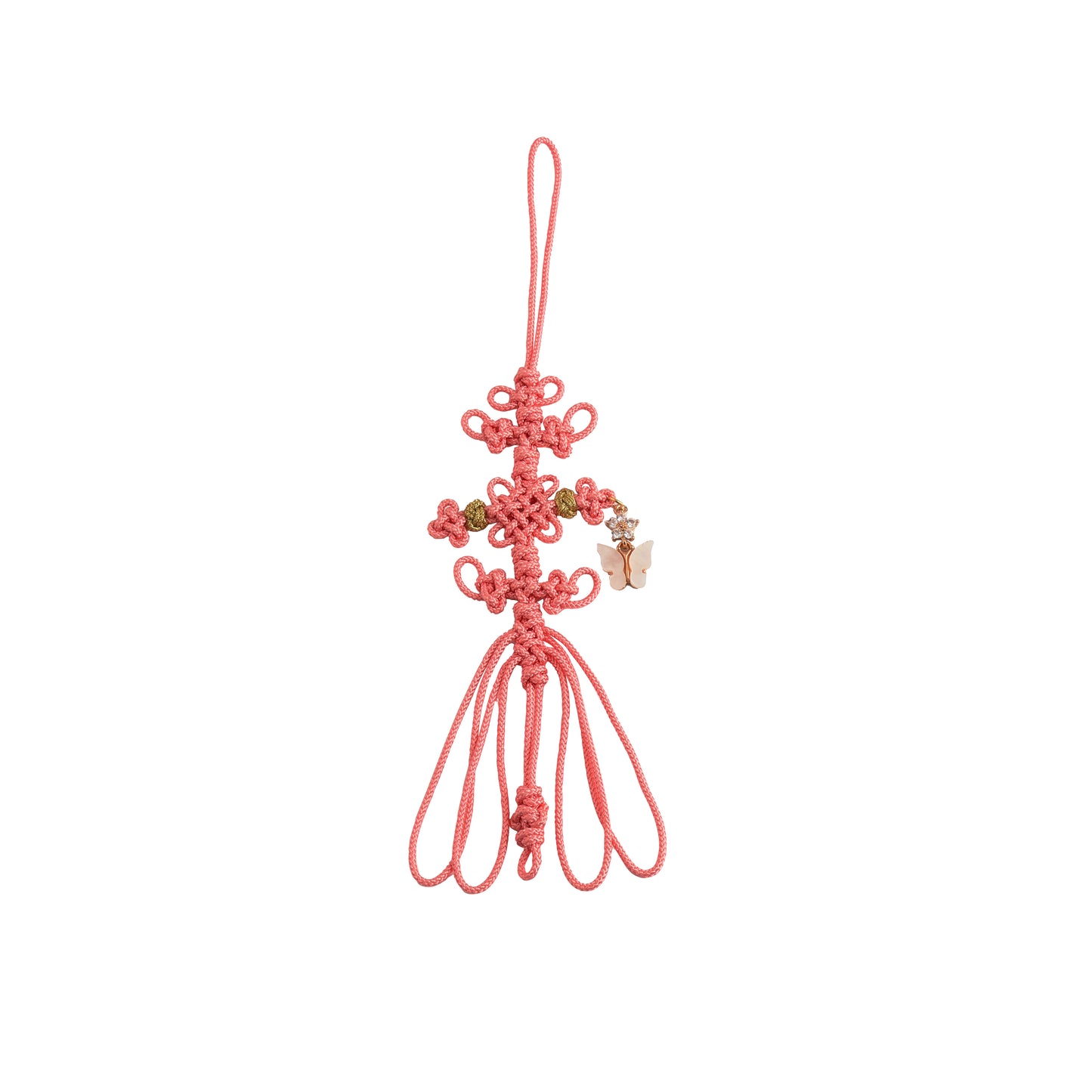 Small Bag Accessory, Multiple use, Korean Traditional Knot, Home Decoration with Flowers and Butterfly Beads (Small)