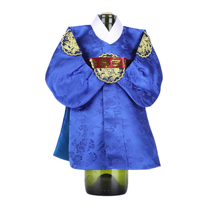 Bottle Cover, Wine Cover, Man Hanbok Design, Korean Traditional Cloth Design, Blue Color