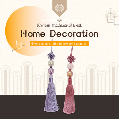 Two Shiny Beads with Gukhwa Maedeup, Home Decoration, Handmade Ornament, Decorative strap, Korean Traditional Knot(Maedeup), Norigae