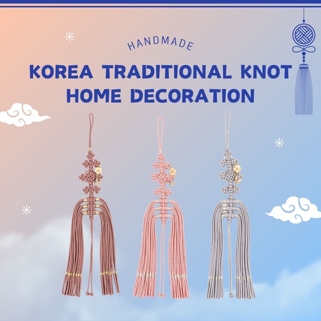 Octopus Foot-Shaped Korean Traditional Knot Home Decoration with Flowers and Butterfly Beads (Large)