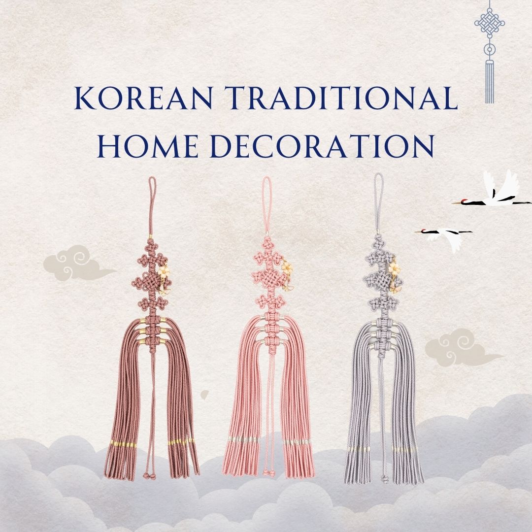 Octopus Foot-Shaped Korean Traditional Knot Home Decoration with Flowers and Butterfly Beads (Large)