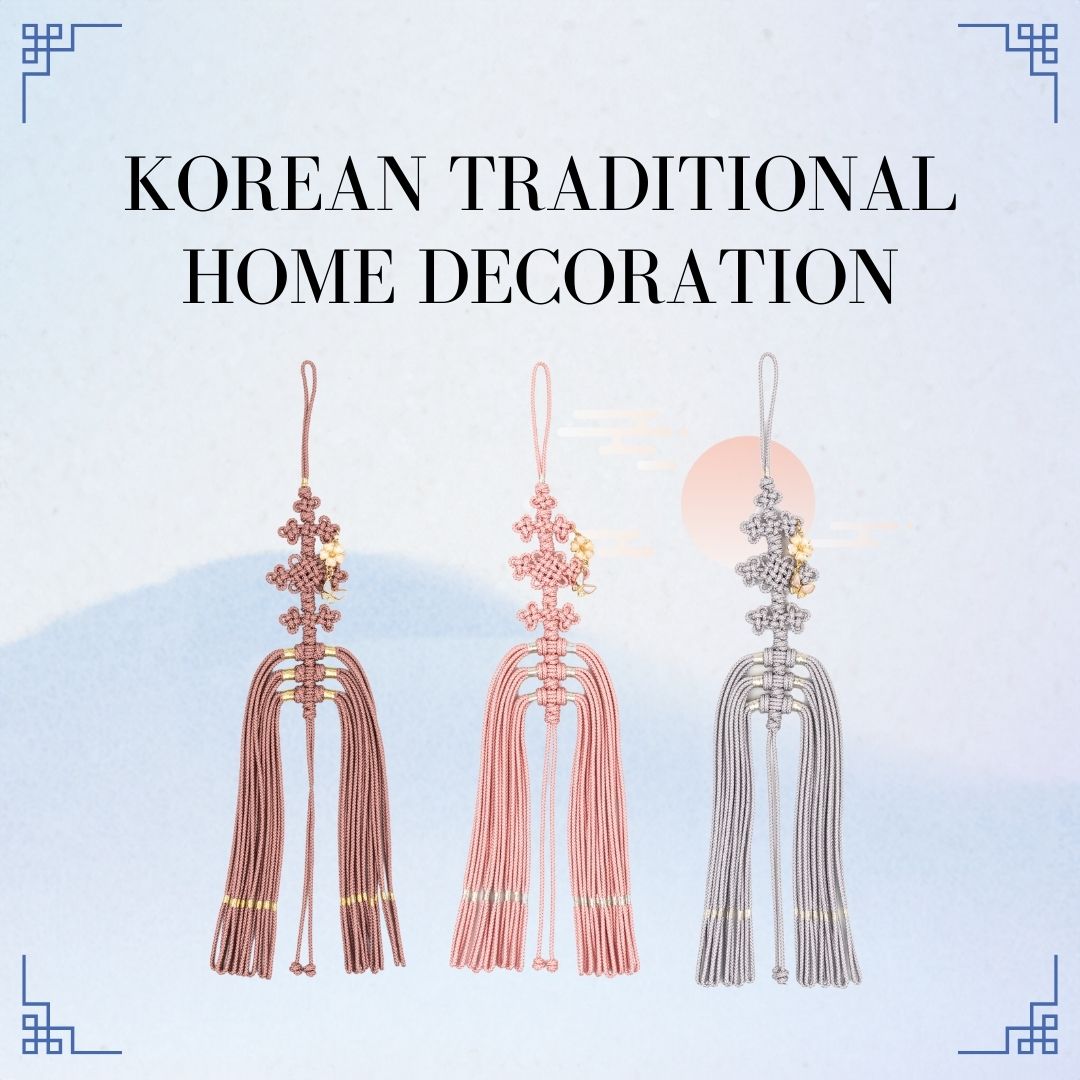 Octopus Foot-Shaped Korean Traditional Knot Home Decoration with Flowers and Butterfly Beads (Large)