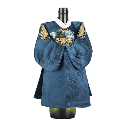 Bottle Cover, Wine Cover, Man Hanbok Design, Korean Traditional Cloth Design, Navy Color