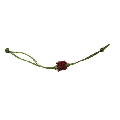 Bracelet, Handmade Korean Traditional Knot Bracelet, Grass-Green and Red Color