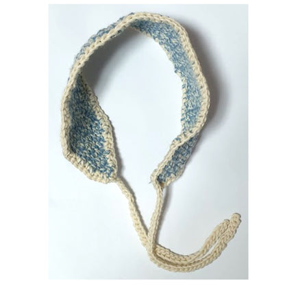 Yarn and Pattern. Baby Scarf or Ear Cover - Blue Melange + Ivory