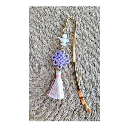 Letter Knife and Bookmark by Korean Traditional Knot(Maedeup), Light Violet Color