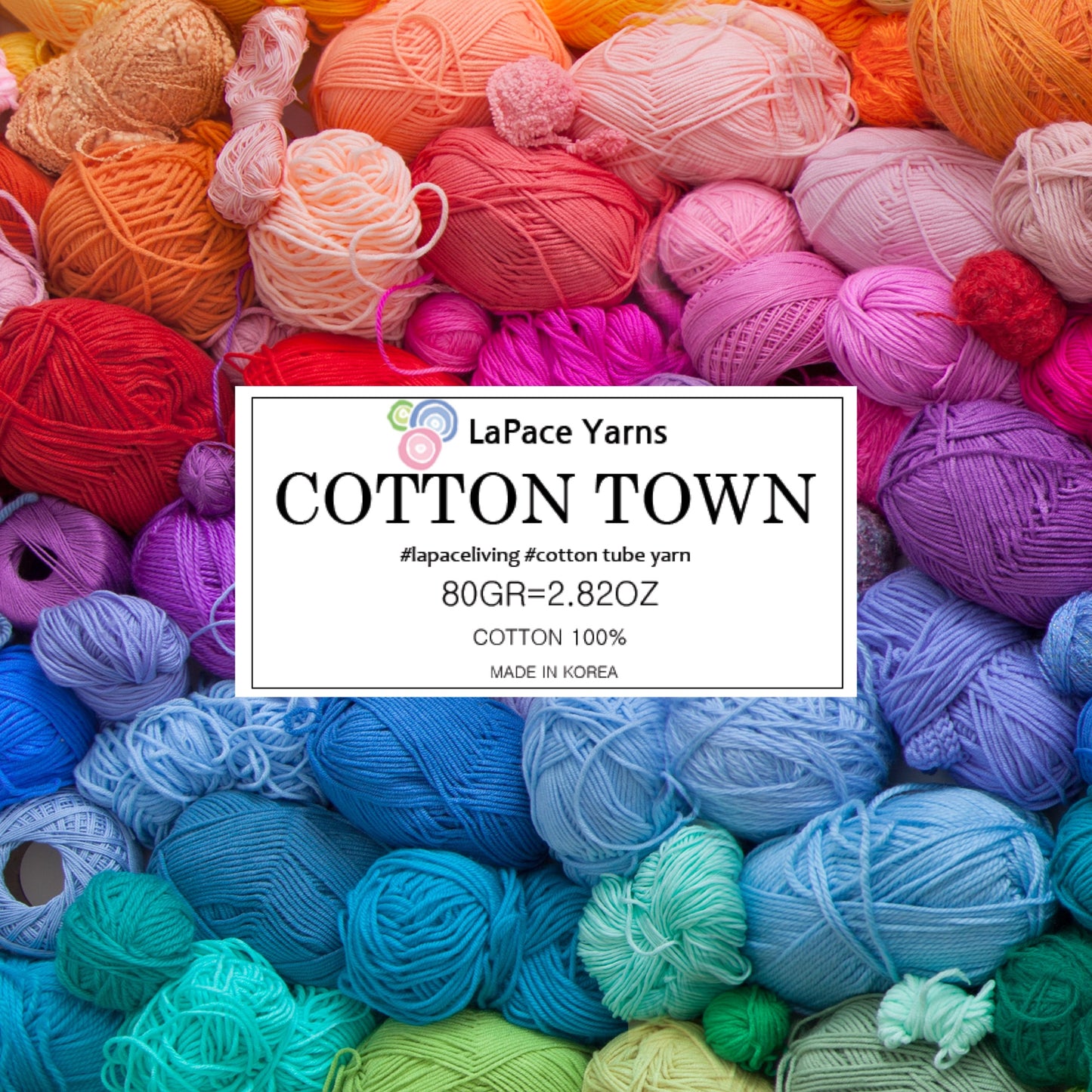LaPace yarn, cotton town, 100% cotton, 80g per one ball, tube yarn
