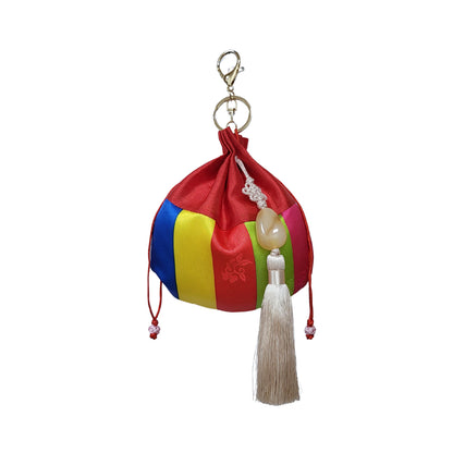 Lucky Pouch Keyring with Norigae, Korean Traditional Knot- red, purple
