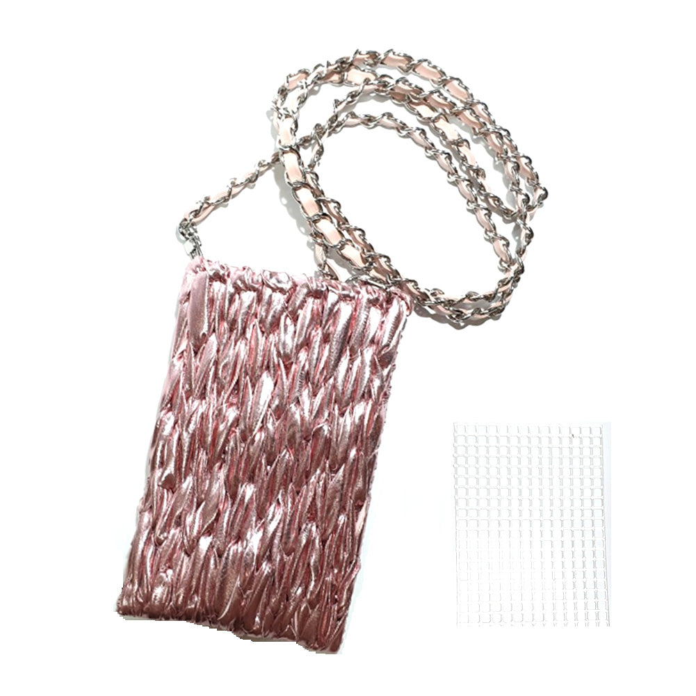Shiny Fabric Ribbon Yarn Wide Sparkle Fabric Yarn - Hot Pink