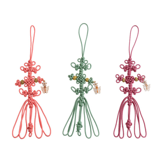 Small Bag Accessory, Multiple use, Korean Traditional Knot, Home Decoration with Flowers and Butterfly Beads (Small)