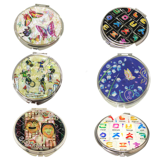 Mother-of-pearl Portable Hand Mirror, Pretty Small Mirror, Korean Traditional Designs, Compact, Makeup, pocket Mirror