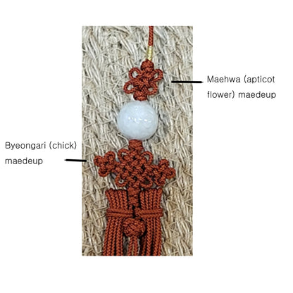 Handmade Ornament, Korean Traditional Knot(Maedeup), NORIGAE with real stone, 'Three in One' design
