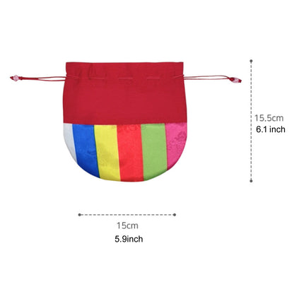 Stripes of Many Colors Pouch with Korean Traditional Knot(Maedeup) Light Violet