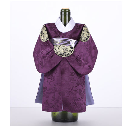 Bottle Cover, Wine Cover, Man Hanbok Design, Korean Traditional Cloth Design, Plum Color
