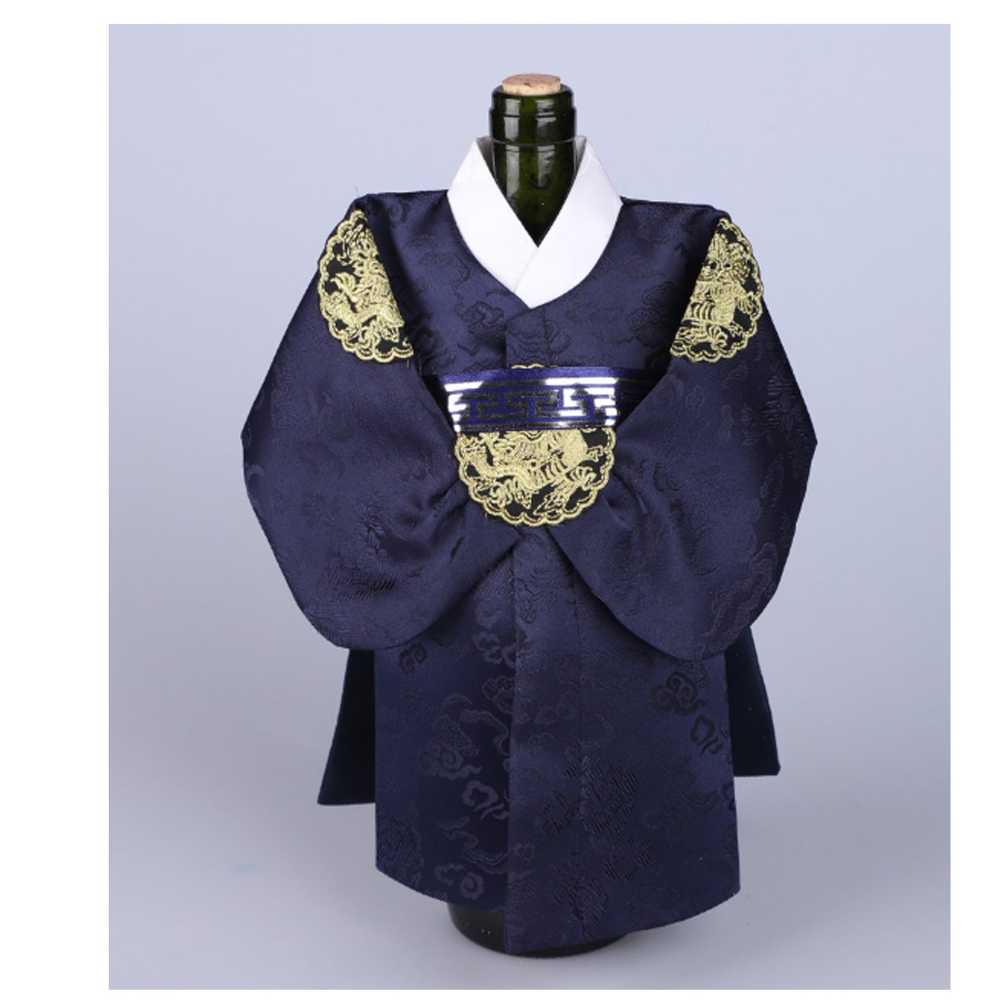 Bottle Cover, Wine Cover, Man Hanbok Design, Korean Traditional Cloth Design, Indigo Color