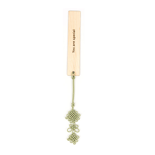 Imprinted Wooden Bookmark with Korean Traditional Knot. Maple with Light Khaki Color Knot