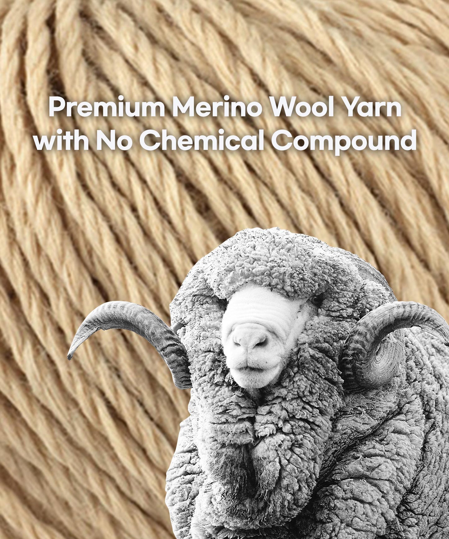 Premium merino wool yarn with no chemical compound.