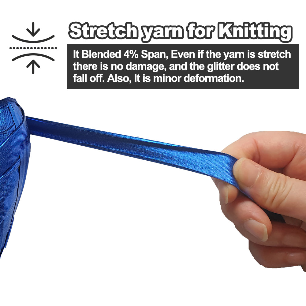 Stretch yarn for knitting - It blended 4% span, Even if the yarn is stretch there is no damage, and the glitter does not fall off. Also, it is minor deformation.