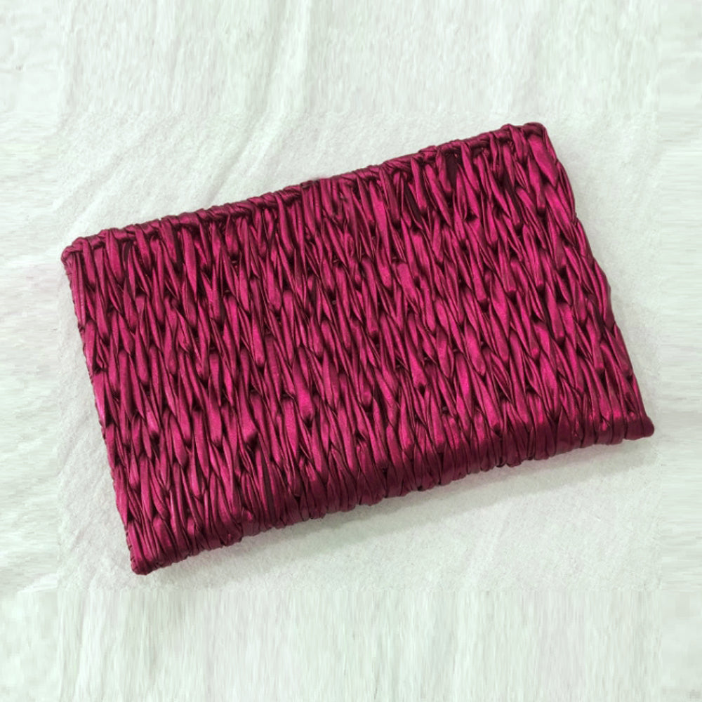 pink clutch bag -made by LaPace shiny yarn.