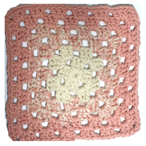 square tea coaster, pink ivory melange, pink, ivory color. fine merino wool yarn