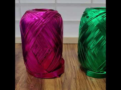 Shiny Fabric Ribbon Yarn Wide Sparkle Fabric Yarn - Gold