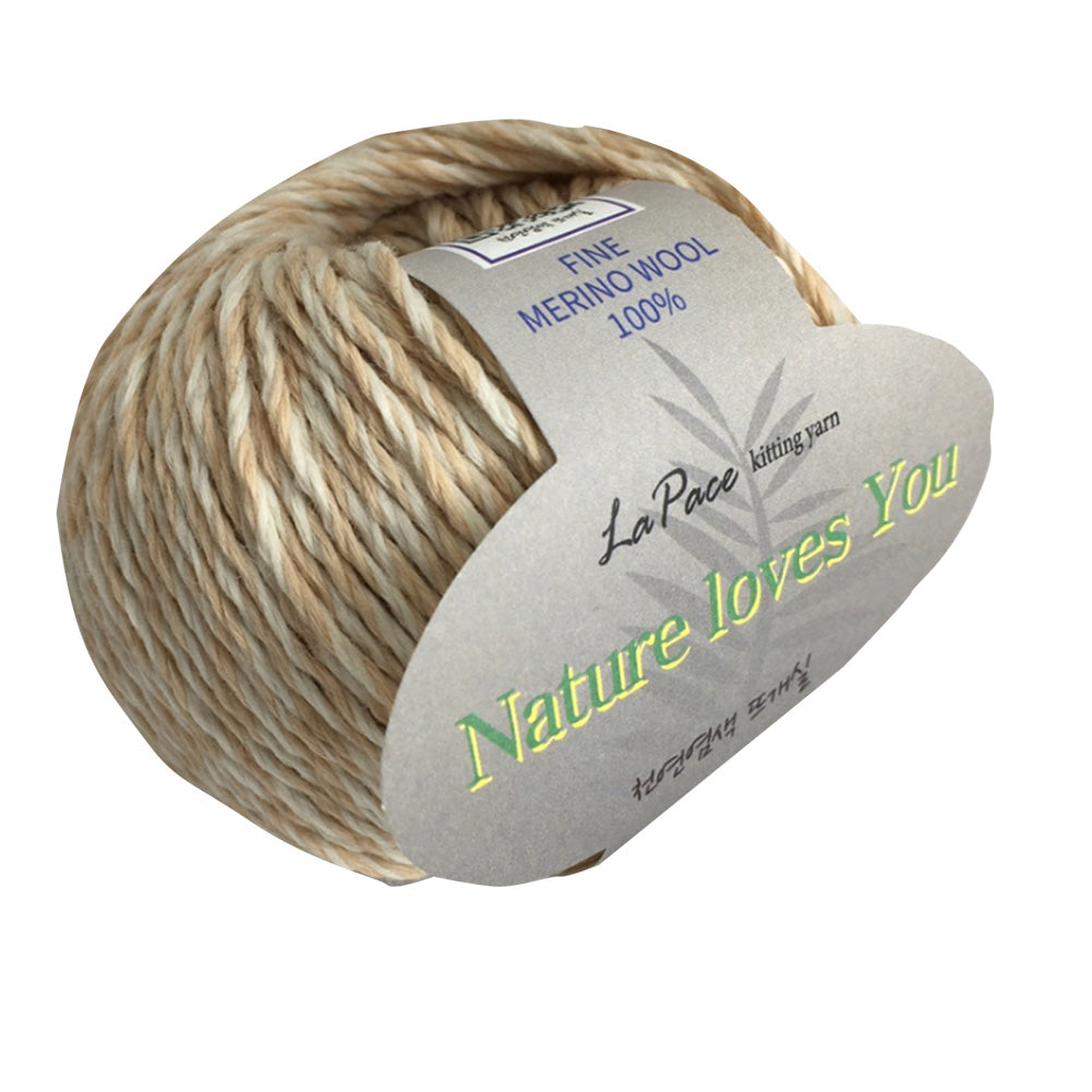 LaPace Premium yarn. 100% fine merino wool yarn. eco-friendly, plant dye. indipink ivory melange color
