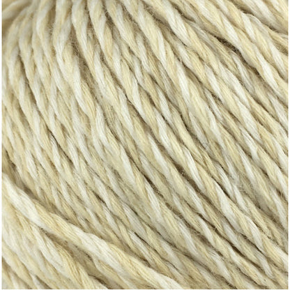 LaPace Premium yarn. 100% fine merino wool yarn. eco-friendly, plant dye. mustard, ivory melange color.  thread showing