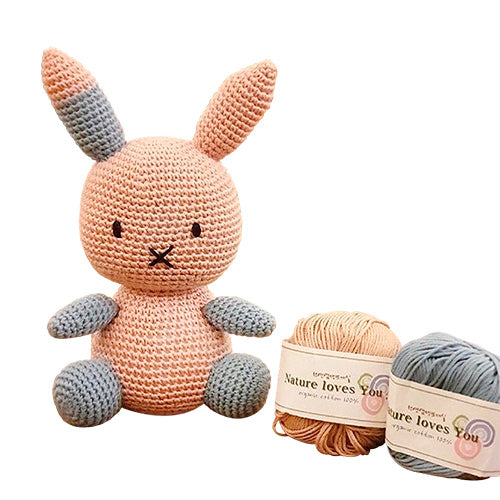 rabbit -made by LaPace organic cotton yarn (blue, pink)